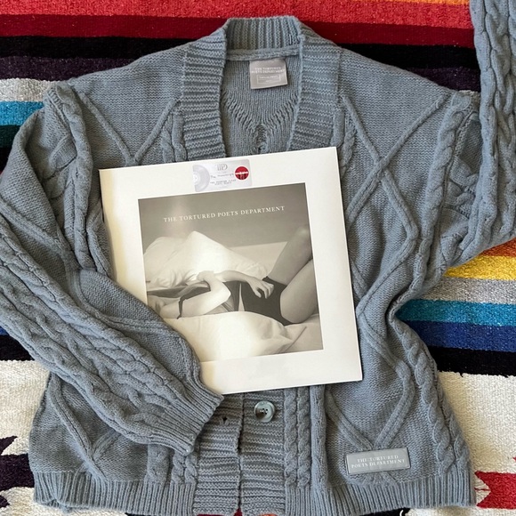 Taylor Swift Sweaters - TAYLOR SWIFT TTPD M/L Cardigan and Clear Vinyl The Manuscript Target Edition